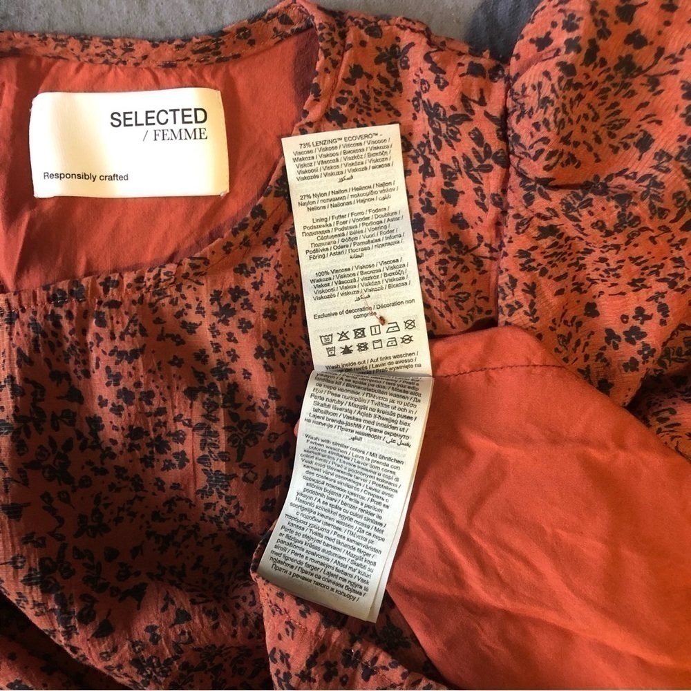 Selected FEMME Floral Print Pintucked Top blouse burgundy black - Picture 11 of 12